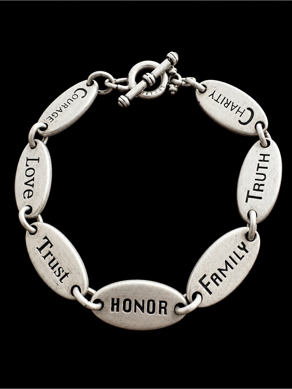 The humanity Bracelet LHHF sterling silver oval link inspirational virtue family